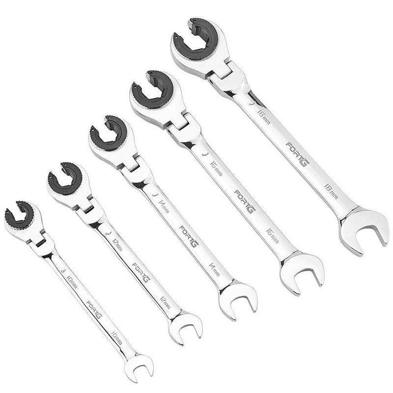 Jogo de Chave Fixa com Cabeça Móvel e Catraca com 12 Peças